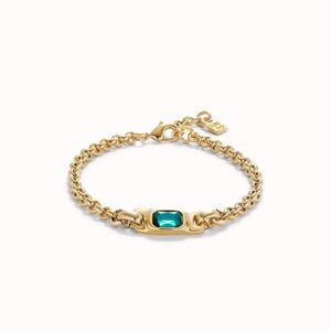 Uno de 50 Gold Chain Bracelet w/ Green Crystal